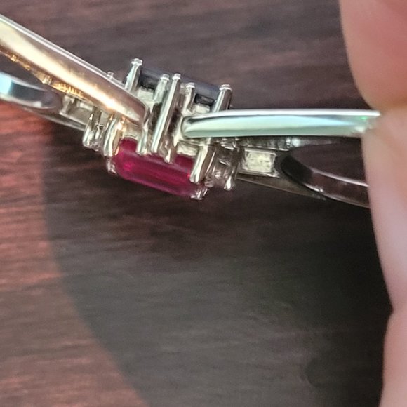 Karis Brand Ruby and Quartz and Sapphire and Quartz Reversable Ring Size 8 1/4 - Picture 5 of 9